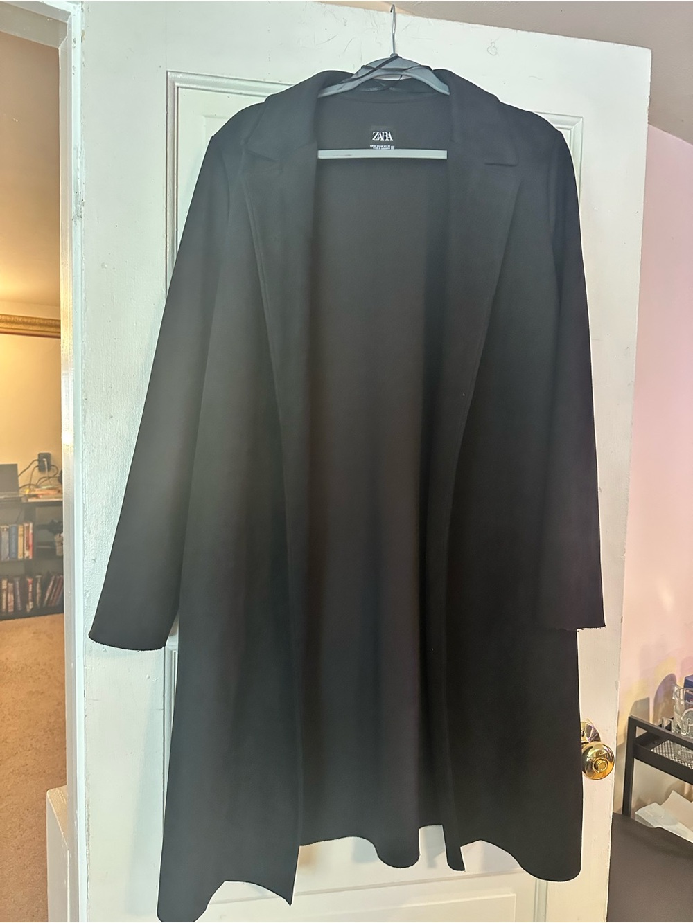 Zara Black Long Open-Front Blazer Jacket